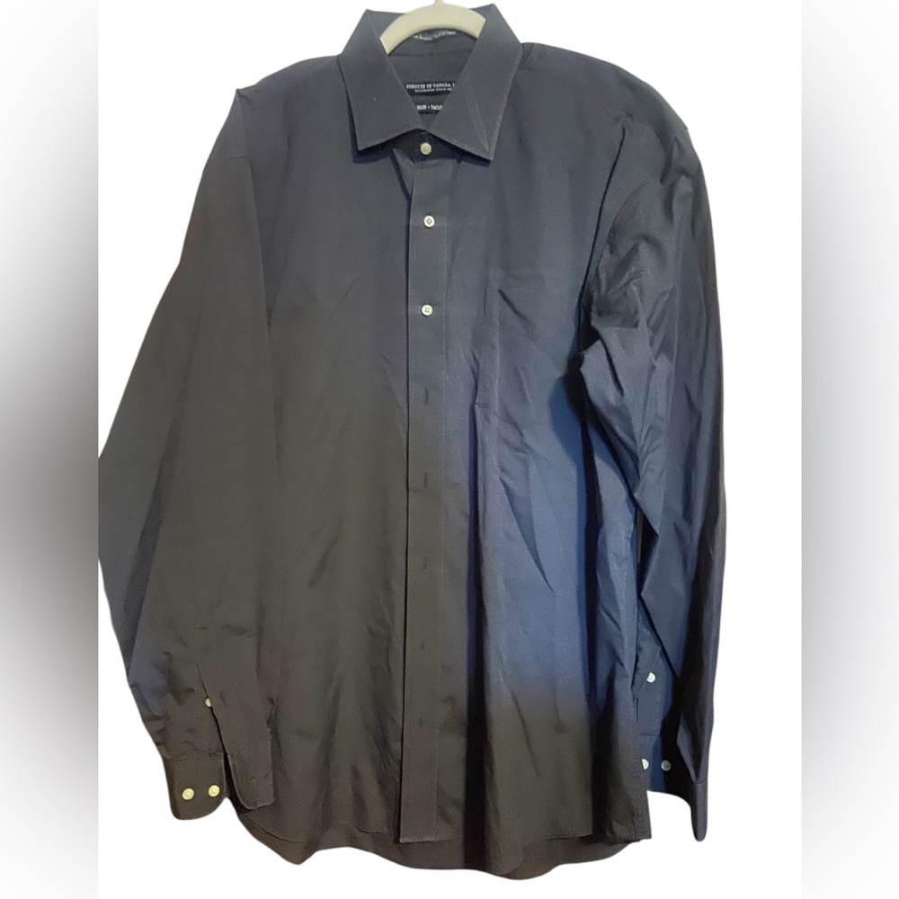 Forsyth of Canada shirt maker Mens Black noniron tailored fit cotton Dress Shirt